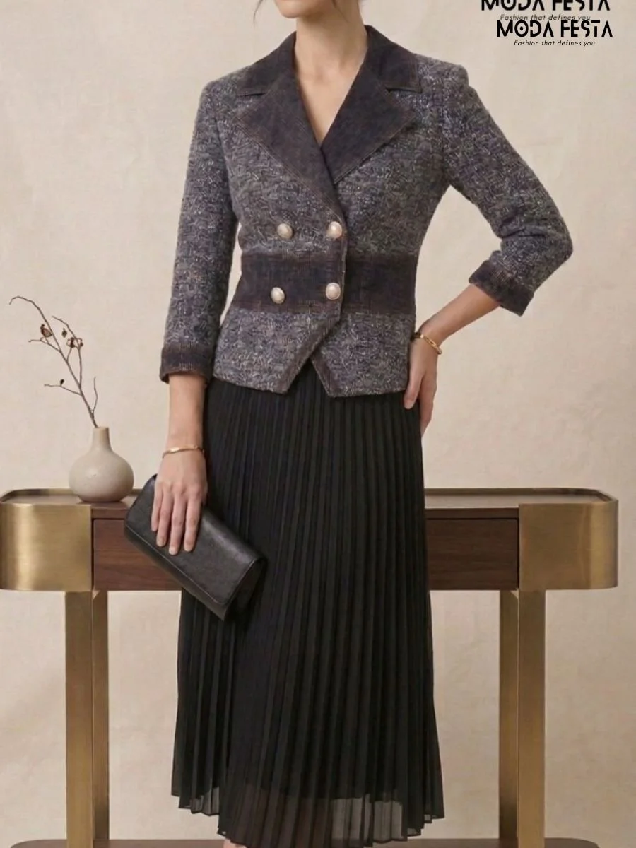 Eleonora Tweed Double-Breasted Blazer Dress